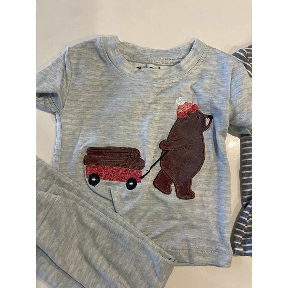 Mick Mack Holiday 4 Pcs Pajamas Polar Bear Short Sleeve Super Soft Light 12m